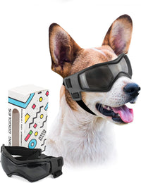 Dog Goggles Small Breed, Dog Sunglasses UV Protection Puppy Eyewear for Small Pet Outdoor Riding - Medium / Black