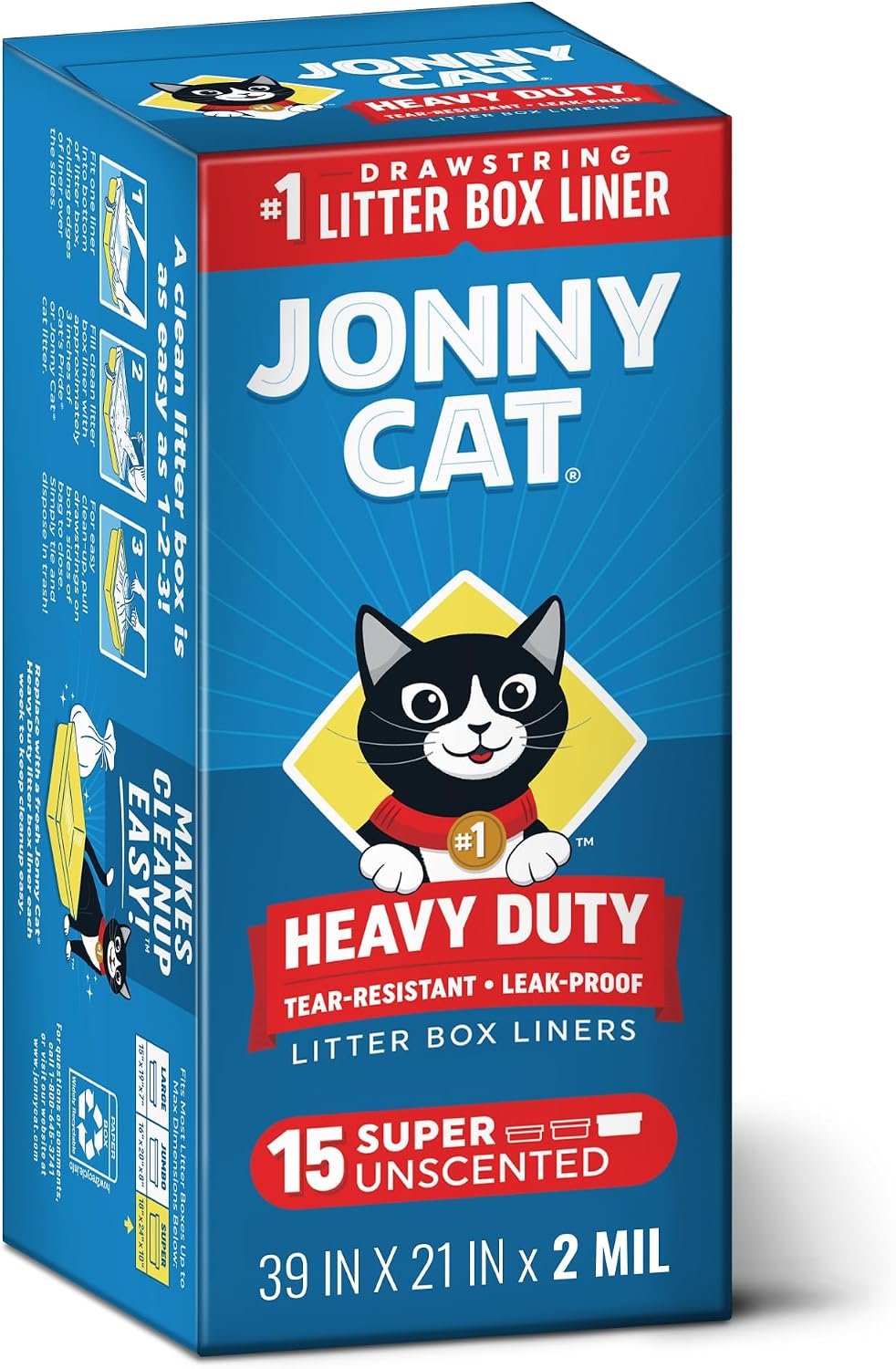Jonny Cat Litter Box Liners Heavy Duty - Super / 15 Count (Pack of 1)