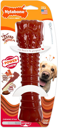 Nylabone Power Chew Basted Blast Dog Chew Toy - Bacon & Steak / X-Large (Pack of 6)