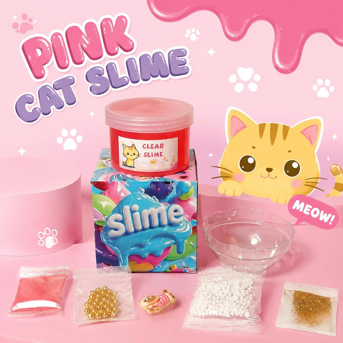 Clear Glitter Slime Kit with Little Turtle Toy for Girls Age 6-14 - Red - image 2