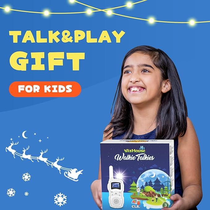 Wishouse Walkie Talkies for Kids Rechargeable Long Range, Xmas Birthday Gift for Boys Girls 4 5 6 7 8 9 10 Year Old, Hiking Gear Camping Games, Toys with Flashlight, VOX, Easy to Use 3 Pack