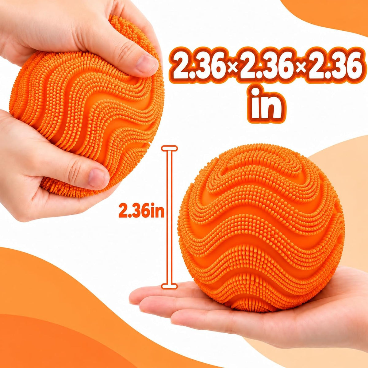 Fuzz Ball Squishy Stress Ball - Orange Ball - image 4