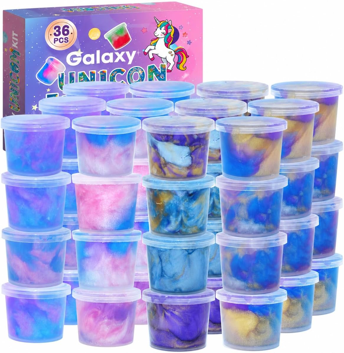 48 Packs Unicorn Galaxy Slime - 36 Unicorn Galaxy Slime