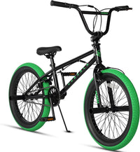 cubsala Crossea 18 20 Inch Kids Freestyle BMX Bike for 5-13 Years Old – Fun for Kids & Family - Black & Green / 20 Inch / With 4 Pegs&360° Rotator