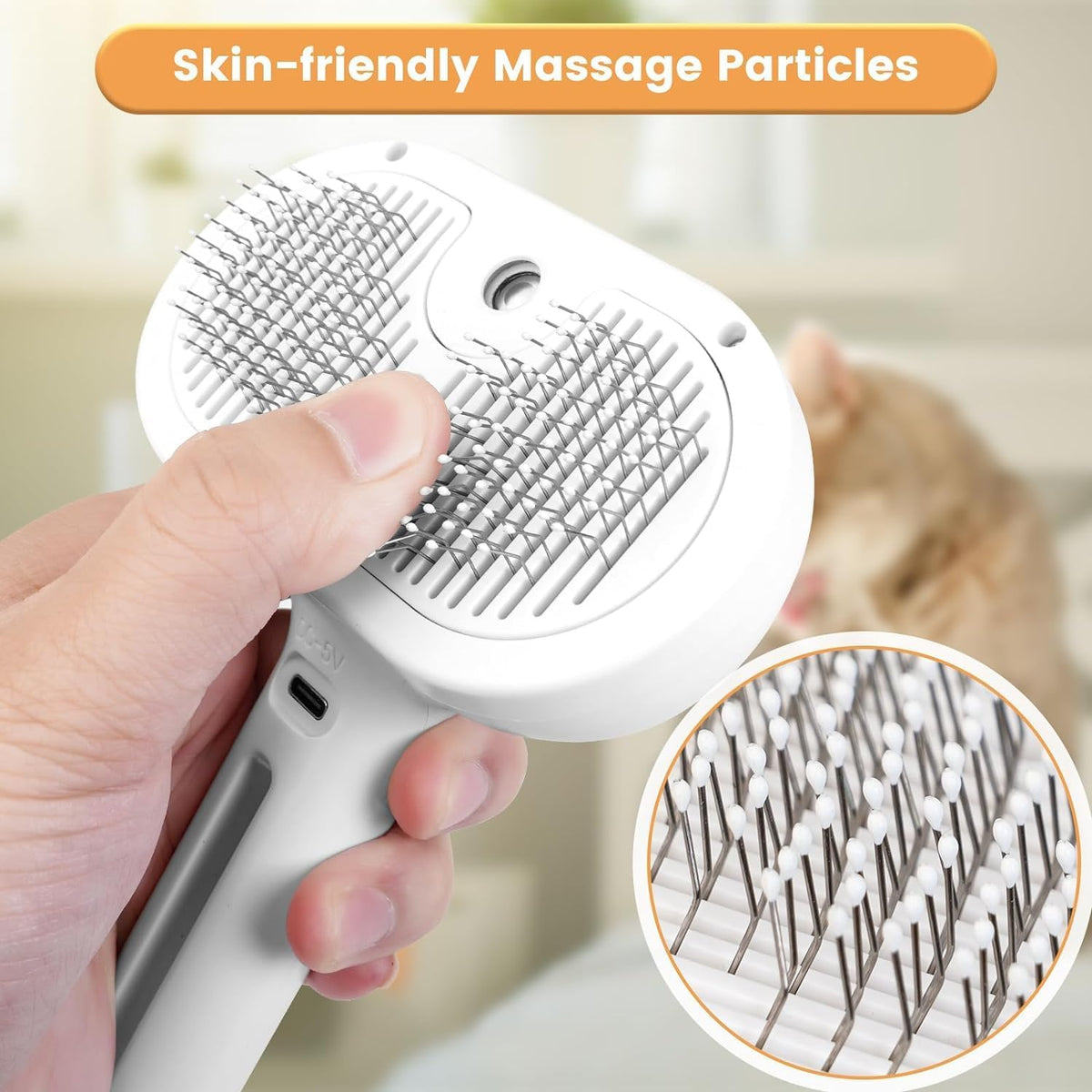 Cat Steam Brush 3 in 1 Pet Hair Grooming Brush with Steam and Release - White-B - image 4
