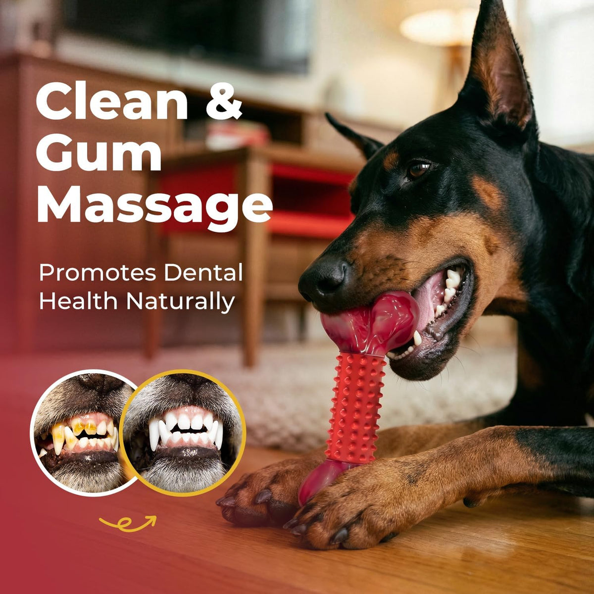 Tough Dog Toys for Aggressive Chewers: Beef Flavored Long Lasting Dog - 2 PC-Beef-Red - image 3
