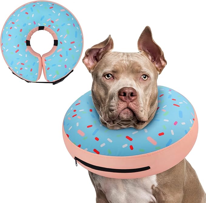 Supet Inflatable Dog Cone Collar Alternative After Surgery, Dog Neck Donut Recovery E Collar for Neuter, Soft Pet Cone for Small Medium Large Dogs