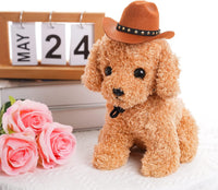 Choyaxo brown dog cowboy hat with gold star pin and chin strap - view 3