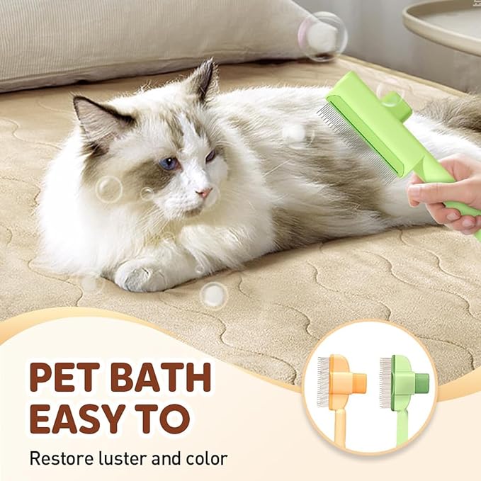 Zen Brush for Cats, Zenbrush Cat Comb, Self Cleaning Pet Comb Grooming Brush, Catdogcomb Pet Grooming for Massaging and Cleaning Shedding Hair (2Green)