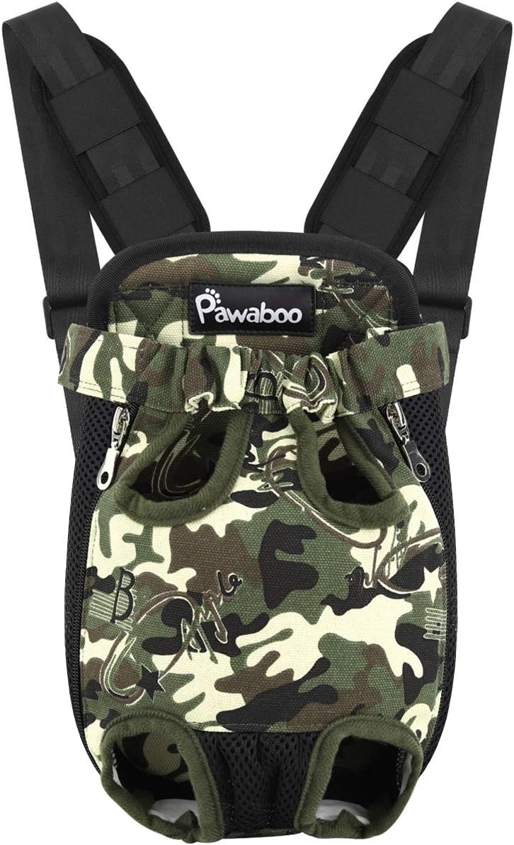 Pawaboo Pet Front Carrier Backpack for Small Medium Dogs – Essentials for Dogs - Deep Camouflage Black / Small (Pack of 1)