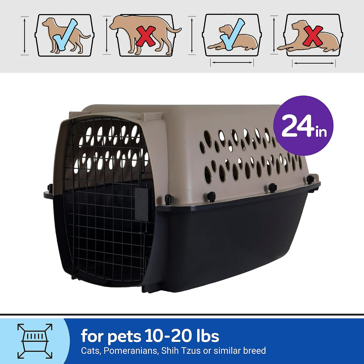 Petmate Vari Dog Kennel, Carrier for Large Dogs, Taupe and Black - 24.0"L x 16.7"W x 14.5"H / Kennel Only - image 4