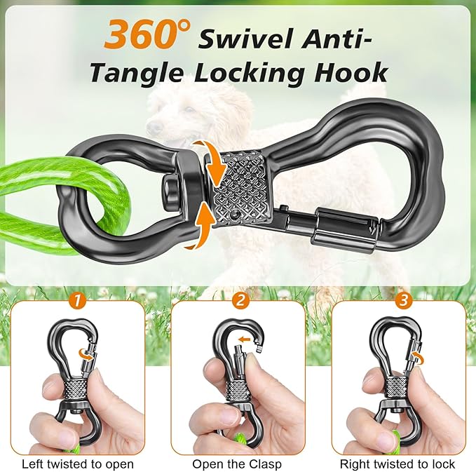 Tresbro 50 FT Dog Tie Out Cable with Spring, Shock Absorbing Tether Chains for Outside Aavilable in 10/15/20/25/30/40/50/70/100/120 FT, Heavy Duty Leads for Yard for Medium & Large Dogs Up to 500 LBS
