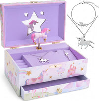 Jewelkeeper Jewelry Box for with Pullout Drawer - Party Unicorn w/Accessory