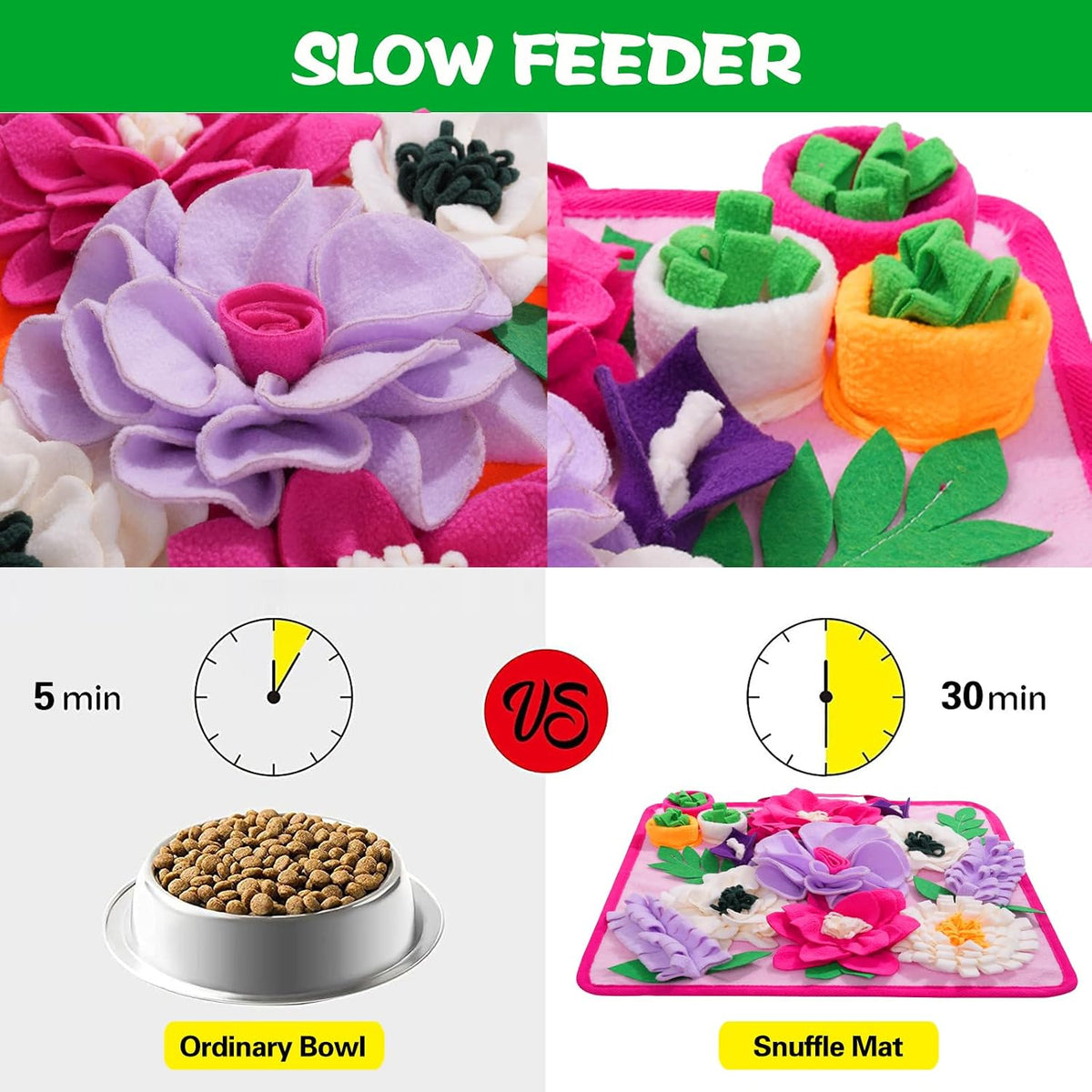 Snuffle Mat for Dogs,Dog Feeding Mat Sniff Mat Interactive Dog Puzzle Mat for Training and Stress - pink - image 4