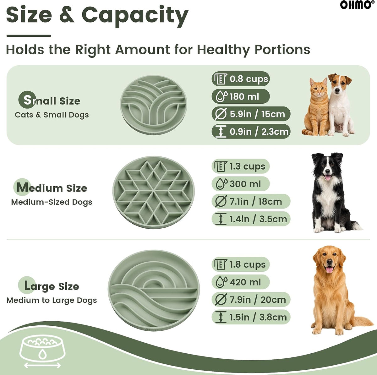 OHMO Slow Feeder Dog Bowl, 5.9" Lick Mat for Dogs, Tree of Life - Sage Green / Tree Life-S (5.9") - image 4