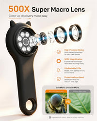 Kids Microscope, 500X Digital Magnifying Glass, Explore STEM Toy - Black / 1 Pcs - image 4