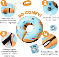 BENCMATE Inflatable Dog Cone Collar Alternative, Soft Dog Cone for Small Medium Large Dogs and Cats, Neck Recovery ECollar Donut Collar After Surgery (Small, Blue Donut)