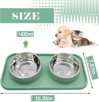 Double Dog Food Bowls Stainless Steel with No Spill Non Skid Silicone - 【Blue】 - image 2