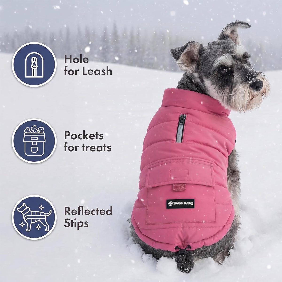 Spark Paws Dog Winter Coat Jacket - Dusty Pink / 4XL - image 3