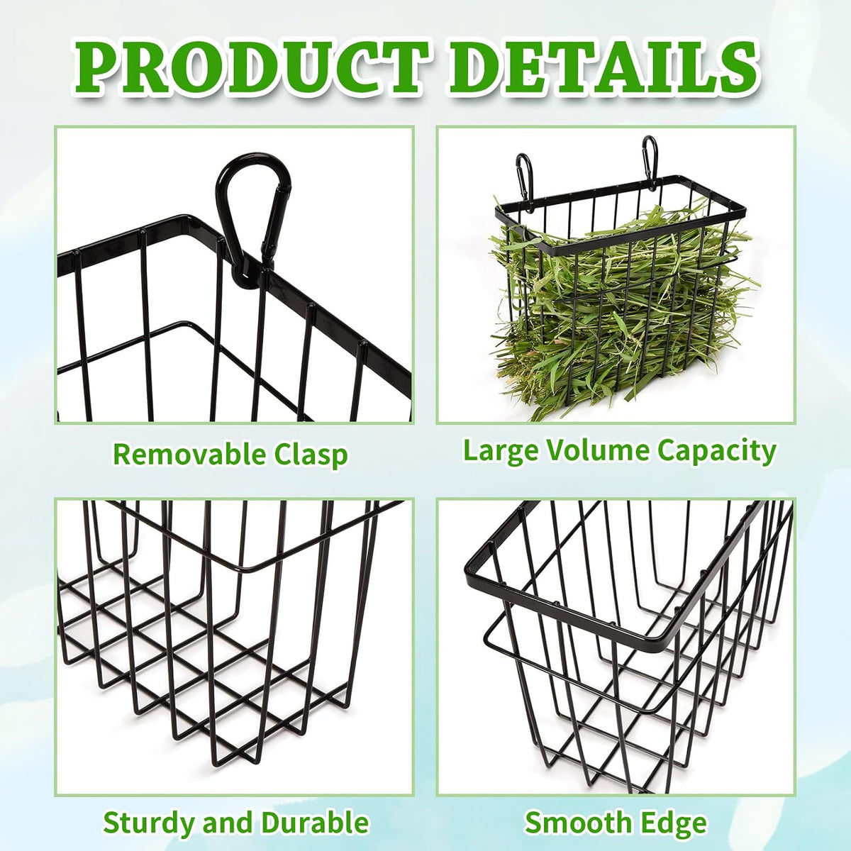 SANGLE SOPFFY Rabbit hay Feeder Small Animal Feeding Set with 350ml - black-3 - image 3