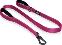 TwoEar 4FT 1IN Strong Rose Dog Leash with 2 Padded Handles, Traffic Handle Extra Control, Comfortable Soft Dual Handle, Auto Lock Hook, Reflective Walking Lead for Small Medium and Large Dogs