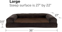 Furhaven Orthopedic Dog Bed for Large/Medium Dogs w/ Removable Bolsters & Washable Cover, For Dogs Up to 55 lbs - Sherpa & Chenille Sofa - Coffee, Large