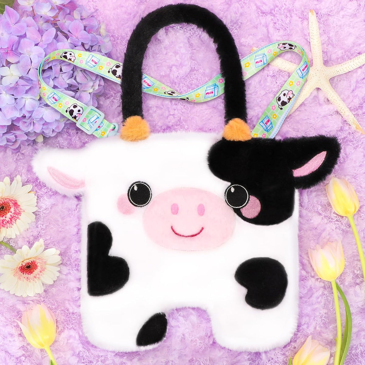 CatchCute cow plush crossbody bag for kids with horns, ears and adjustable strap - view 4