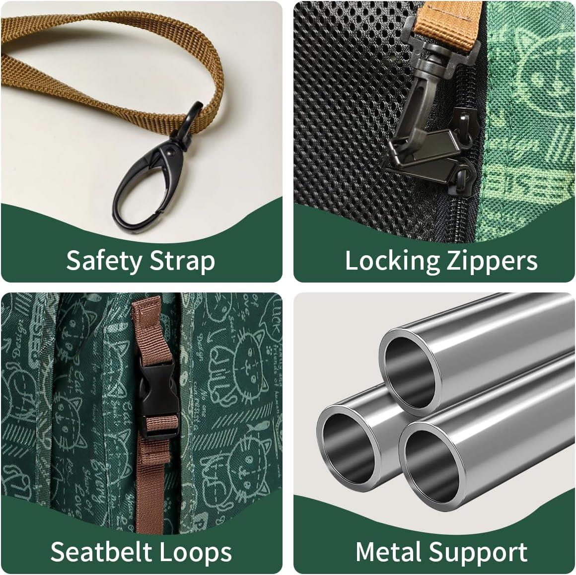 Extra Large Cat Carrier Soft Sided - Green / with curtain - image 4