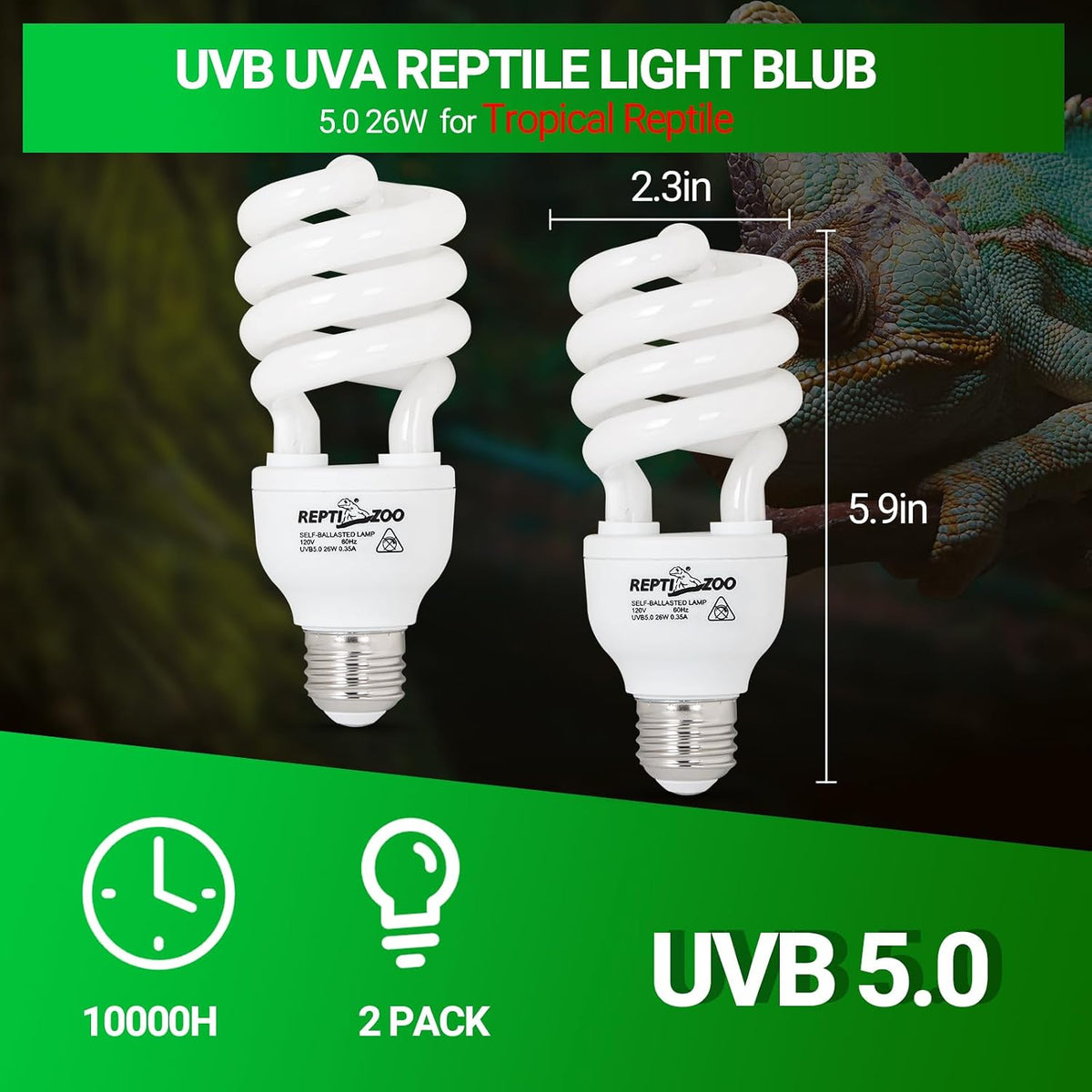 REPTI ZOO UVB Light for Tropical Reptile - 5.0 26W - image 2