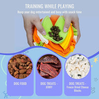 Pet Snuffle Ball, Puzzle Sniffing Interactive Dog Ball for Blind Dogs Training Stress Relief Dog Enrichment Toys Treat Machine Washable (15cm, Tropical Fruit)