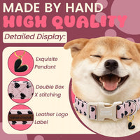 Elegant little tail Dog Collar - Black Hearts / Medium (Pack of 1) - image 2