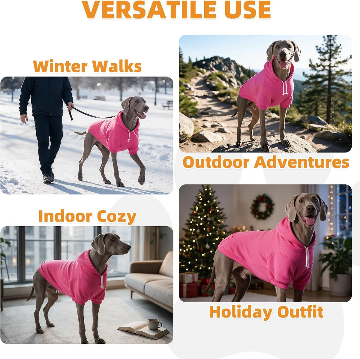 Dog Hoodie for Large Medium Small Dogs - Deep Pink / Small/Medium - image 2