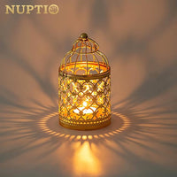 6 Pcs Small Metal Tealight Hanging Birdcage Lantern, Vintage Decorative Centerpieces of Wedding, Party, Gold