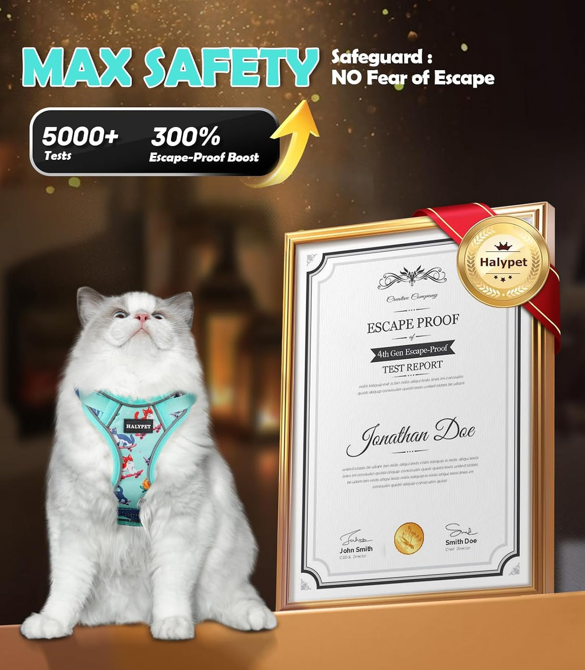 Cat Harness and Leash Set[MAX Safety 4th-Gen] Cute Escape Proof Vest - H603 Pro Purrfect Green / X-Small (4-6lb) - image 4