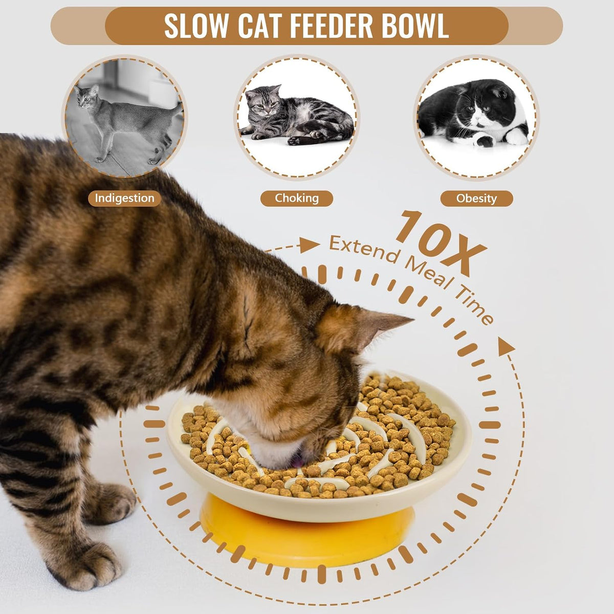 Elevated Slow Feeder Cat Bowls - cream / 2 pack slow feeder - image 3