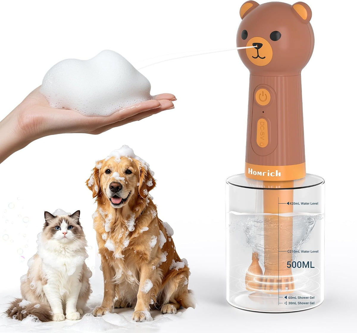 500ml Dog Shampoo Foamer with Auto Mixing - 500ml Bear