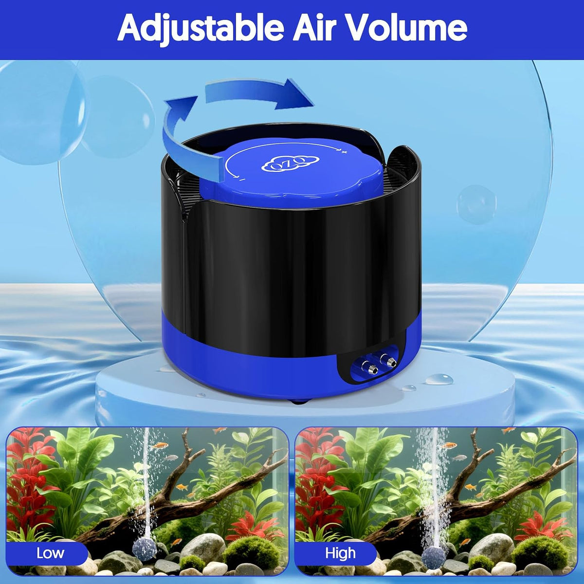 Aquarium Air Pump, Quiet Fish Tank Air Pump with Dual Outlets - 5W (Up to 120 Gallon) - image 2