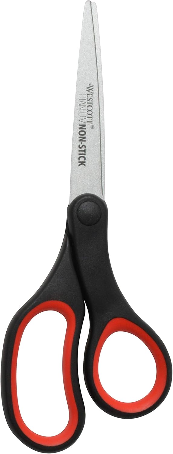 Westcott 8 inch titanium non-stick scissors with black and red handles, 2 pack - view 2