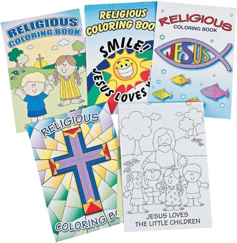 Fun Express Bible coloring books for kids, set of 72, 5 x 7 inch booklets