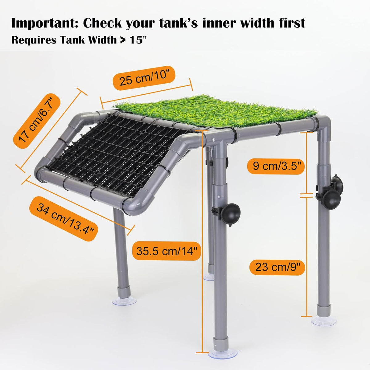 Extra Large Turtle Basking Platform with Artificial Grass – Essentials for Fish - Basking Platform 13.4" W × 10" D - image 4