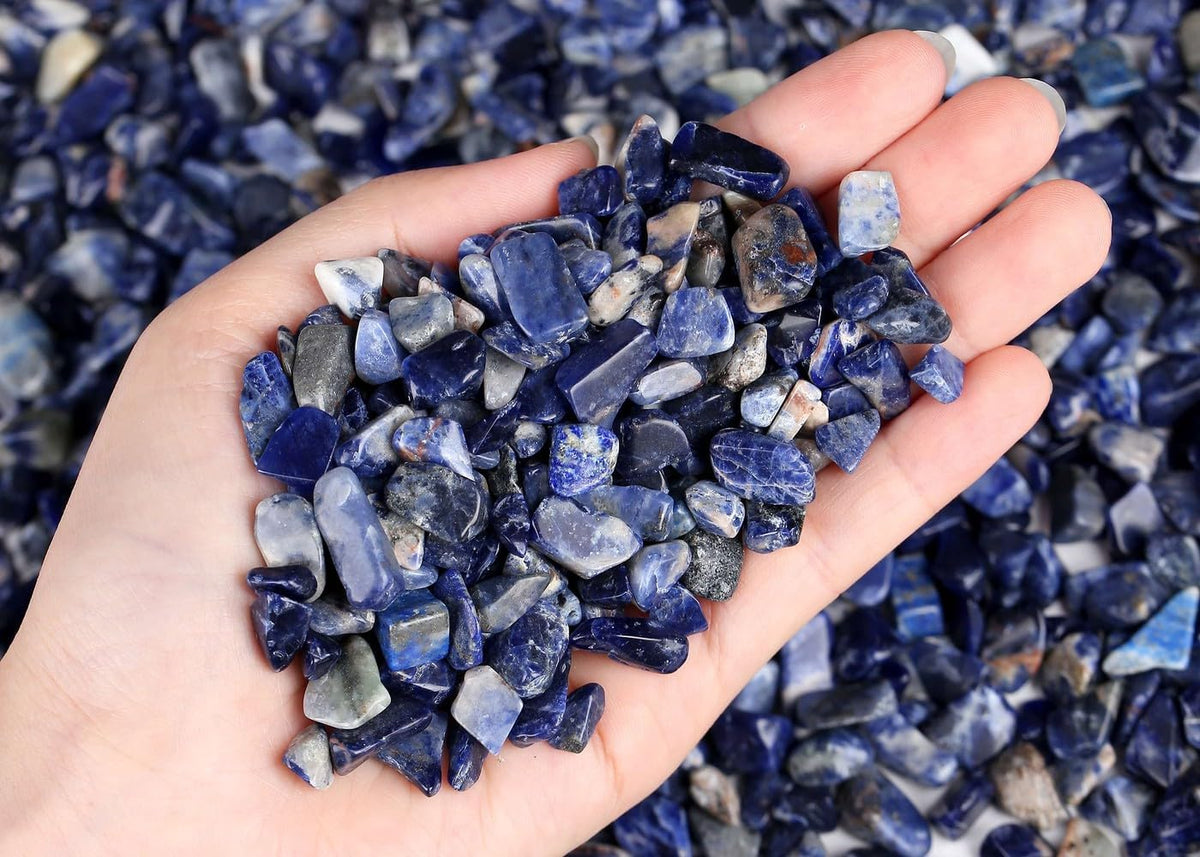 LAIDANLA Rose Quartz Crushed Stone Crystal Chips Bulk - Sodalite / 1 Pound-（0.28"-0.35"） - image 2