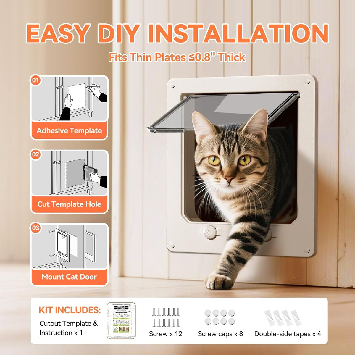 LIBBEPET Thin Interior Cat Door - L-Inner Size: 7.1"W x 7.7"H - image 4