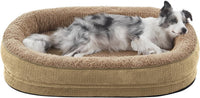 JOEJOY XL Orthopedic Dog Bed for Large Dogs, 360° Oval Bolster - Light Brown / 35"l X 25"w X 7.0"th