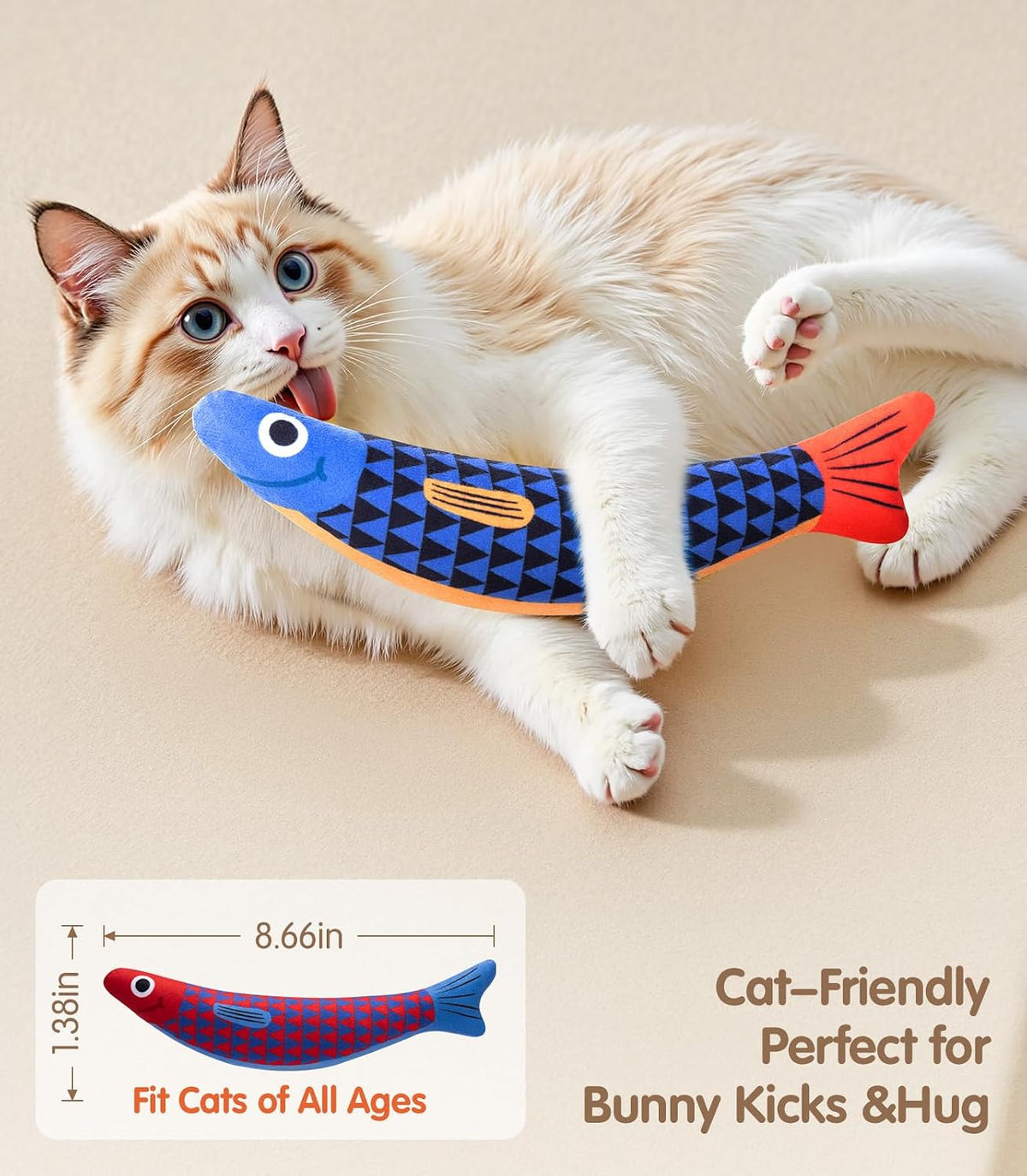 PetBusy Cat Toys with [5000 mg A+Natural Catnip & Silvervine] Kicker - Blue+Red - image 4