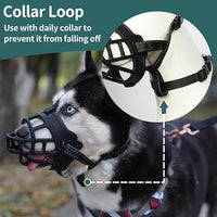 BARKLESS Dog Muzzle, Silicone Basket Muzzle for Small Medium Large Dogs, Soft Cage Mouth Cover Prevent Biting Chewing, Allow Drinking Panting, Suitable for German Shepherd