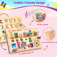 UdoUto Montessori Wooden Busy Board for Toddlers with LED Lights - My Busy Home Busy Board - image 2
