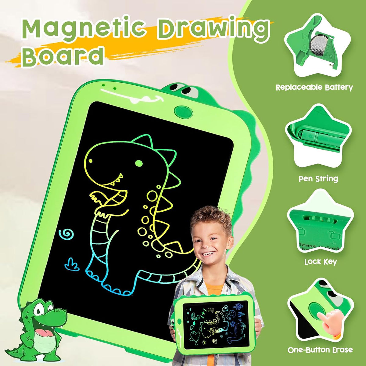 Teriph LCD Writing Tablet for Kids - Green - image 4