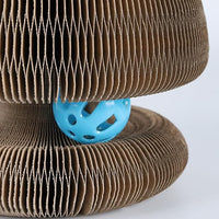 Kitty Curls Cat Toy Kurlz, Interactive Scratch Pad, Foldable Accordion,Cat Recyclable Scratcher with Ball (Orange)