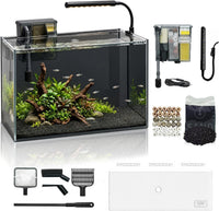 1.25 Gallon Fish Tank Small Glass Aquarium Kit Starter Set Dark - 10 Gallon