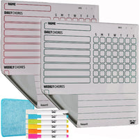 Mr. Pen, Magnetic Dry Erase Chore Chart for Fridge, 10"x10" - Silver